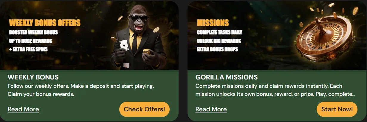 gorilla wins casino bonus